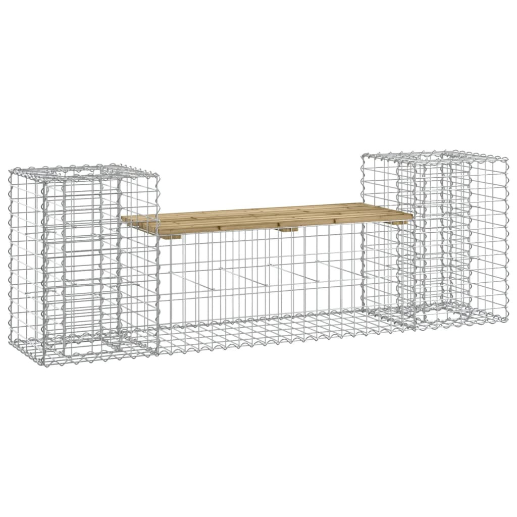 tömör impregnált fenyőfa gabion kerti pad 183x41x60,5 cm