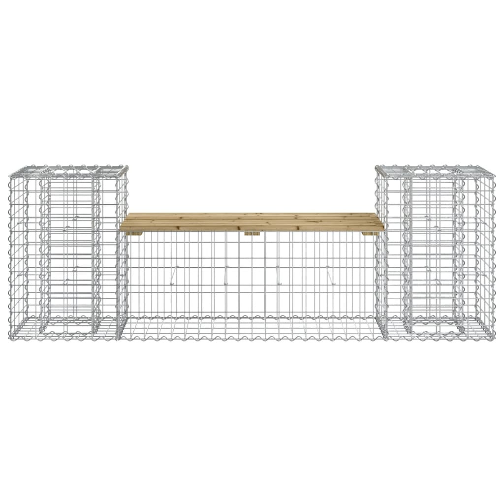 tömör impregnált fenyőfa gabion kerti pad 183x41x60,5 cm