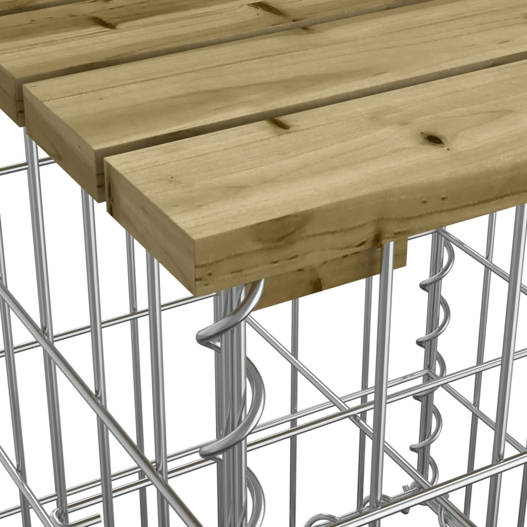tömör impregnált fenyőfa gabion kerti pad 183x41x60,5 cm