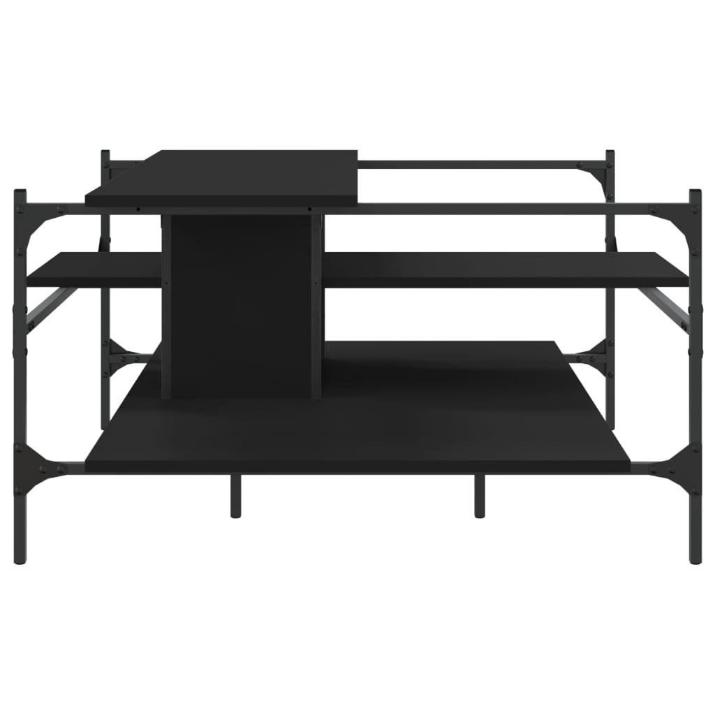 fekete szerelt fa dohányzóasztal 100 x 100 x 48,5 cm