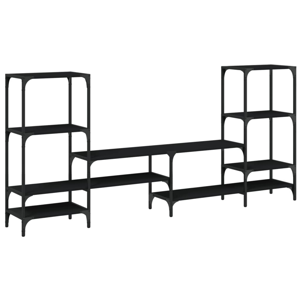 fekete szerelt fa TV-szekrény 206,5x28,5x95 cm