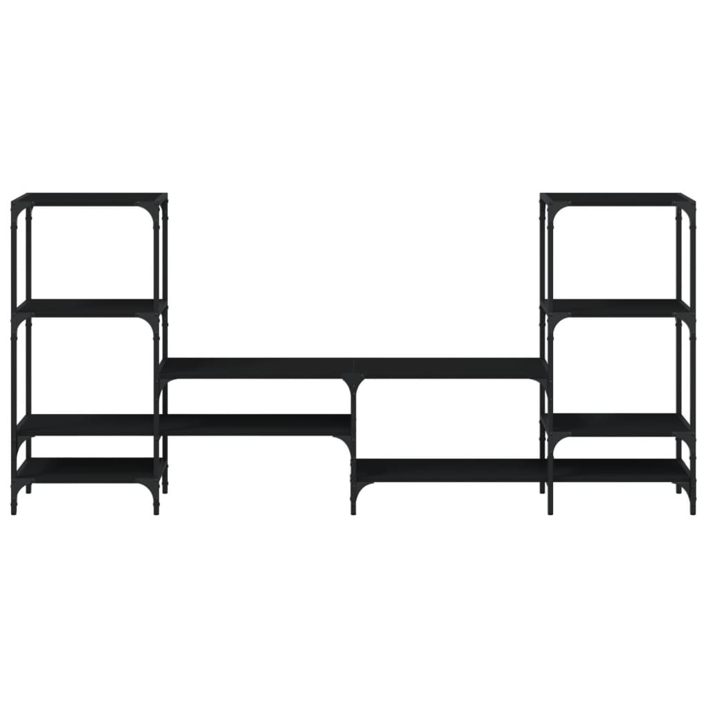 fekete szerelt fa TV-szekrény 206,5x28,5x95 cm