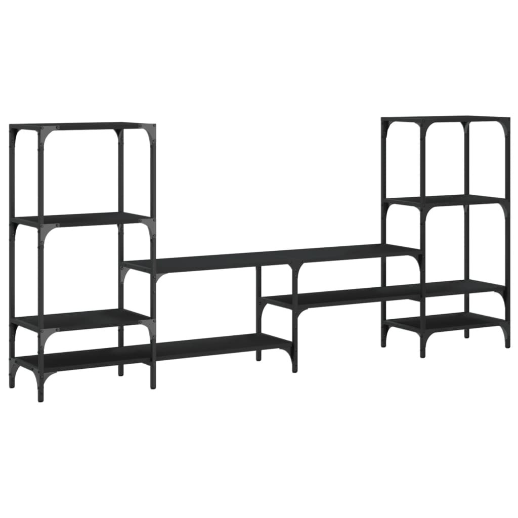 fekete szerelt fa TV-szekrény 206,5x28,5x95 cm