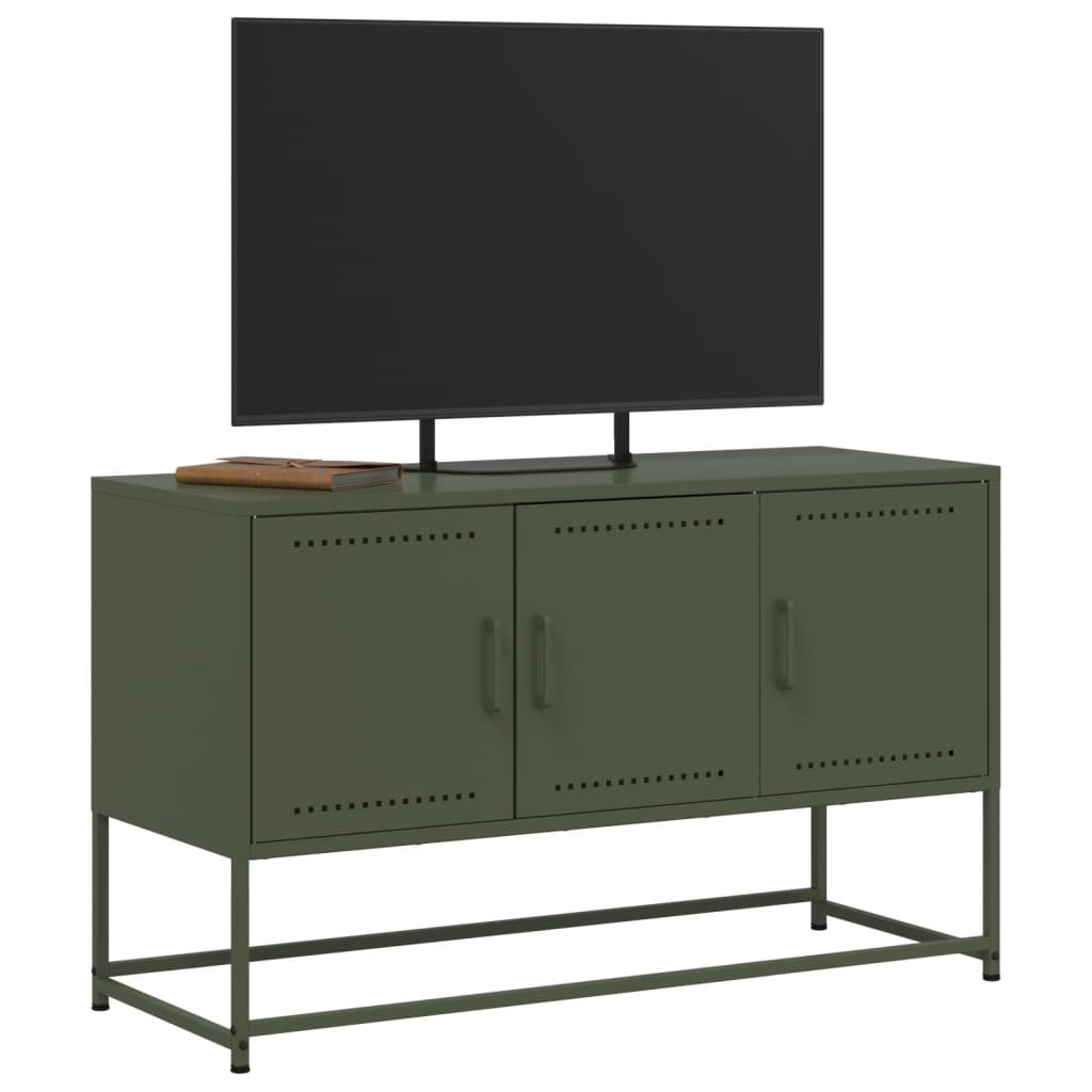 olívazöld acél TV-szekrény 100,5x39x60,5 cm