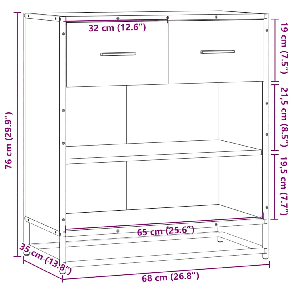 vidaXL komód Szürke Sonoma 68x35x76 cm Gépi úton előállított fa