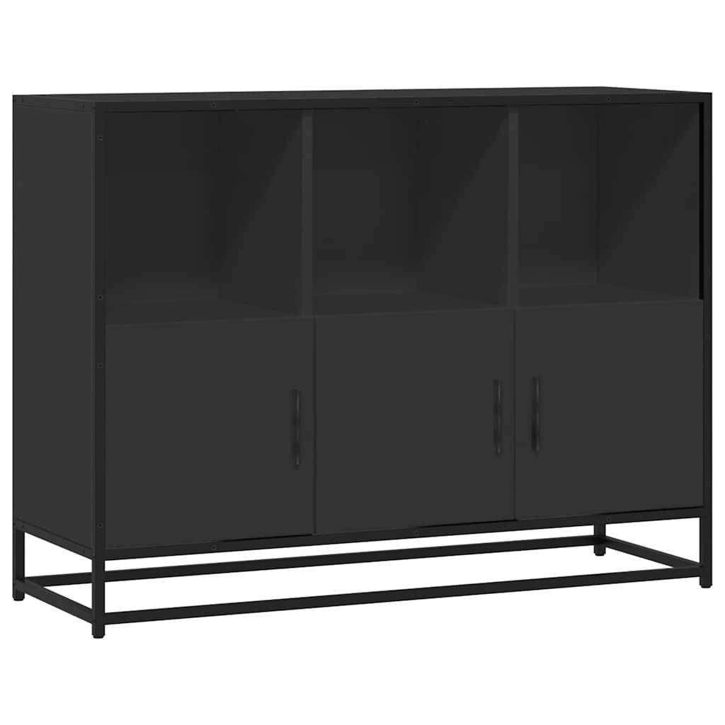 fekete szerelt fa tálalószekrény 100x35x76 cm