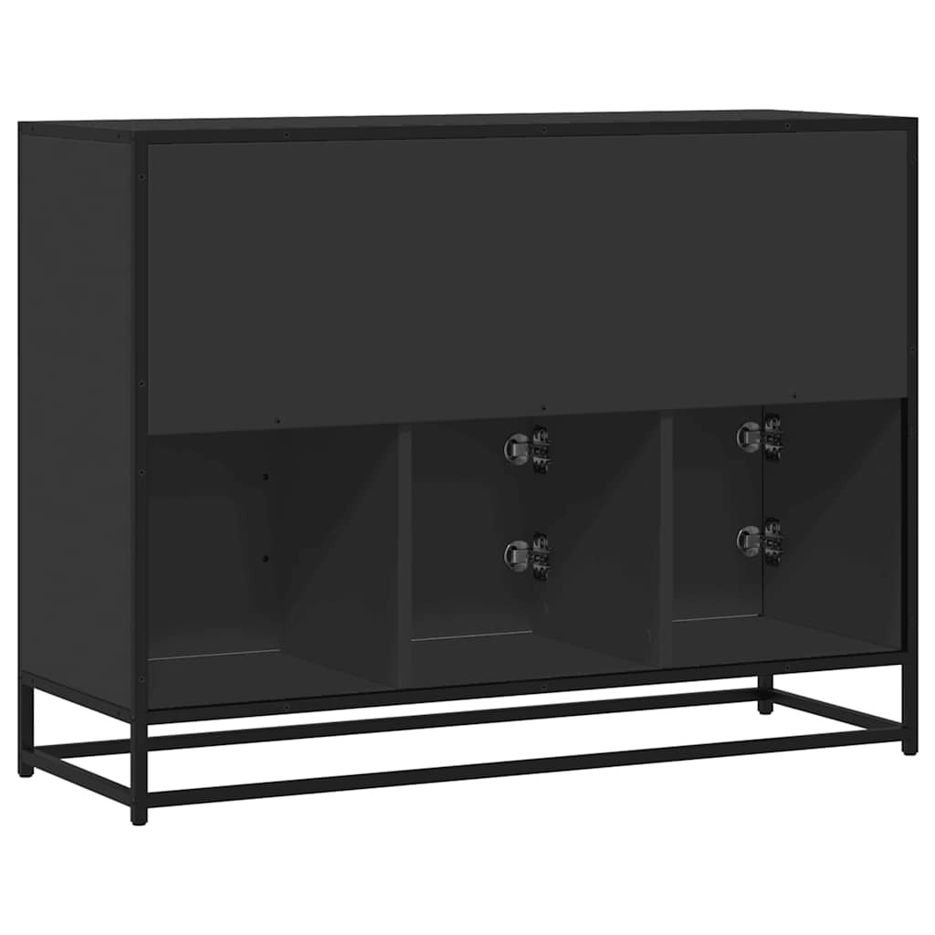 fekete szerelt fa tálalószekrény 100x35x76 cm
