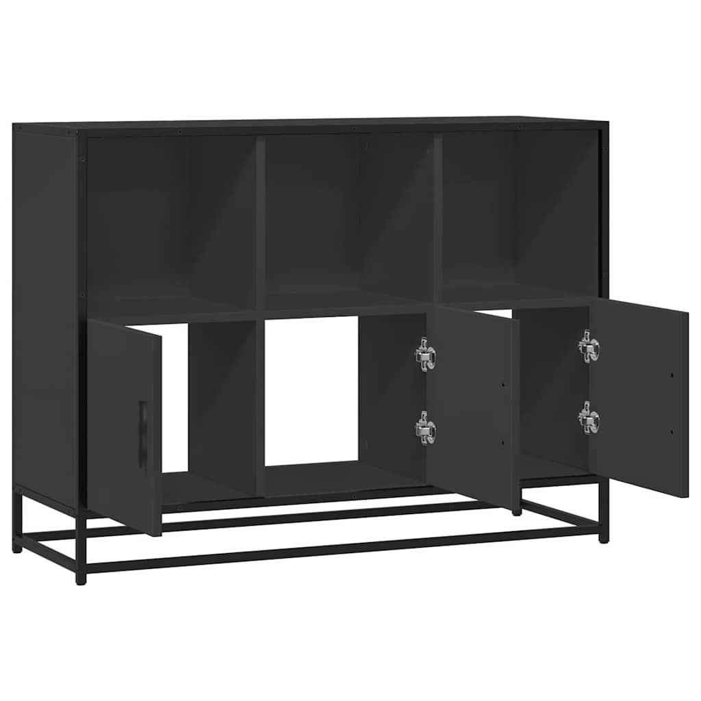 fekete szerelt fa tálalószekrény 100x35x76 cm