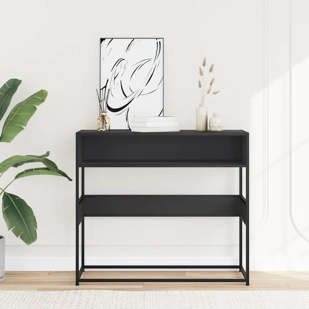 fekete szerelt fa tálalóasztal 90x35x80 cm