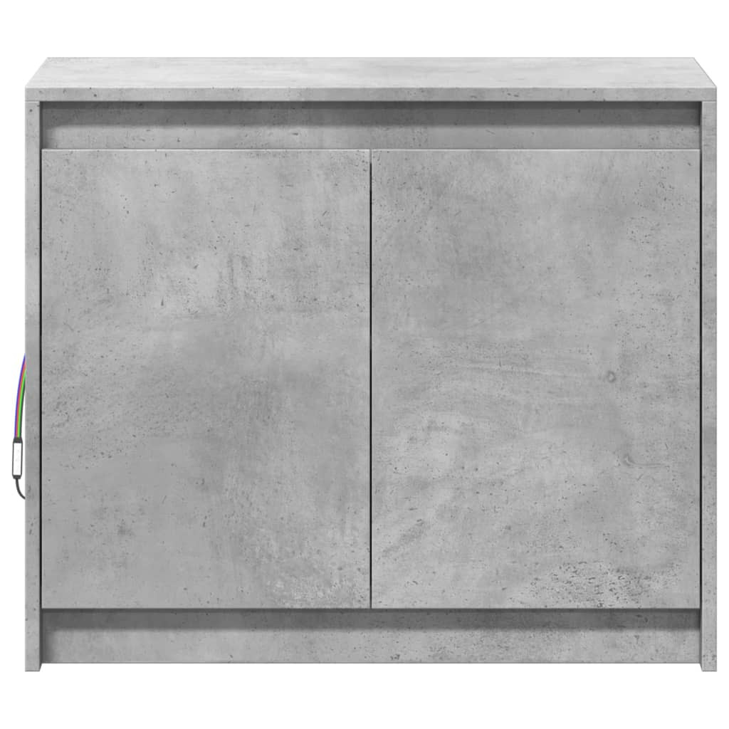 betonszürke szerelt fa tálalószekrény LED-del 72 x 34 x 61 cm