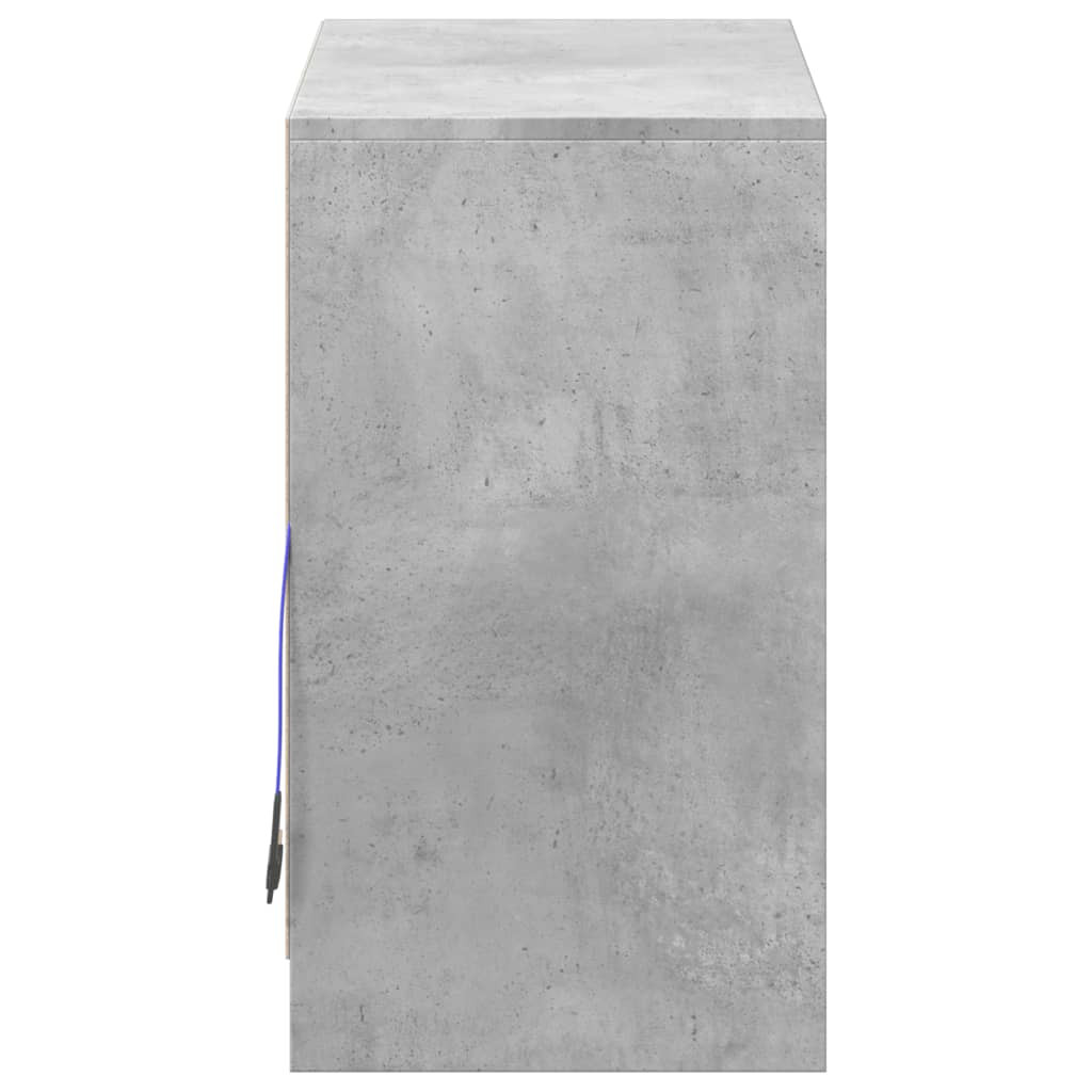 betonszürke szerelt fa tálalószekrény LED-del 72 x 34 x 61 cm
