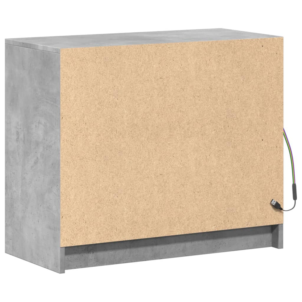 betonszürke szerelt fa tálalószekrény LED-del 72 x 34 x 61 cm