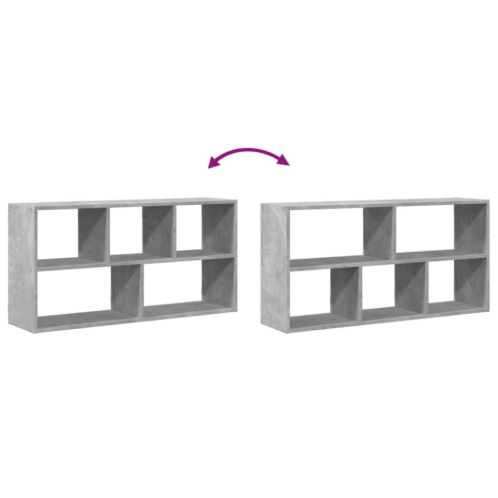 betonszürke szerelt fa fali polc 100 x 25 x 50 cm