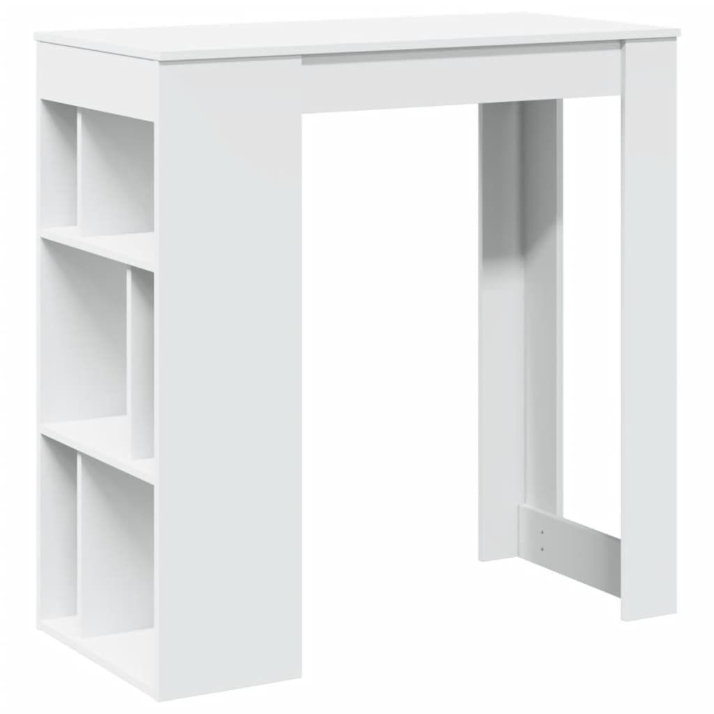 fehér szerelt fa tárolórekeszes bárasztal 102 x 50 x 103,5 cm