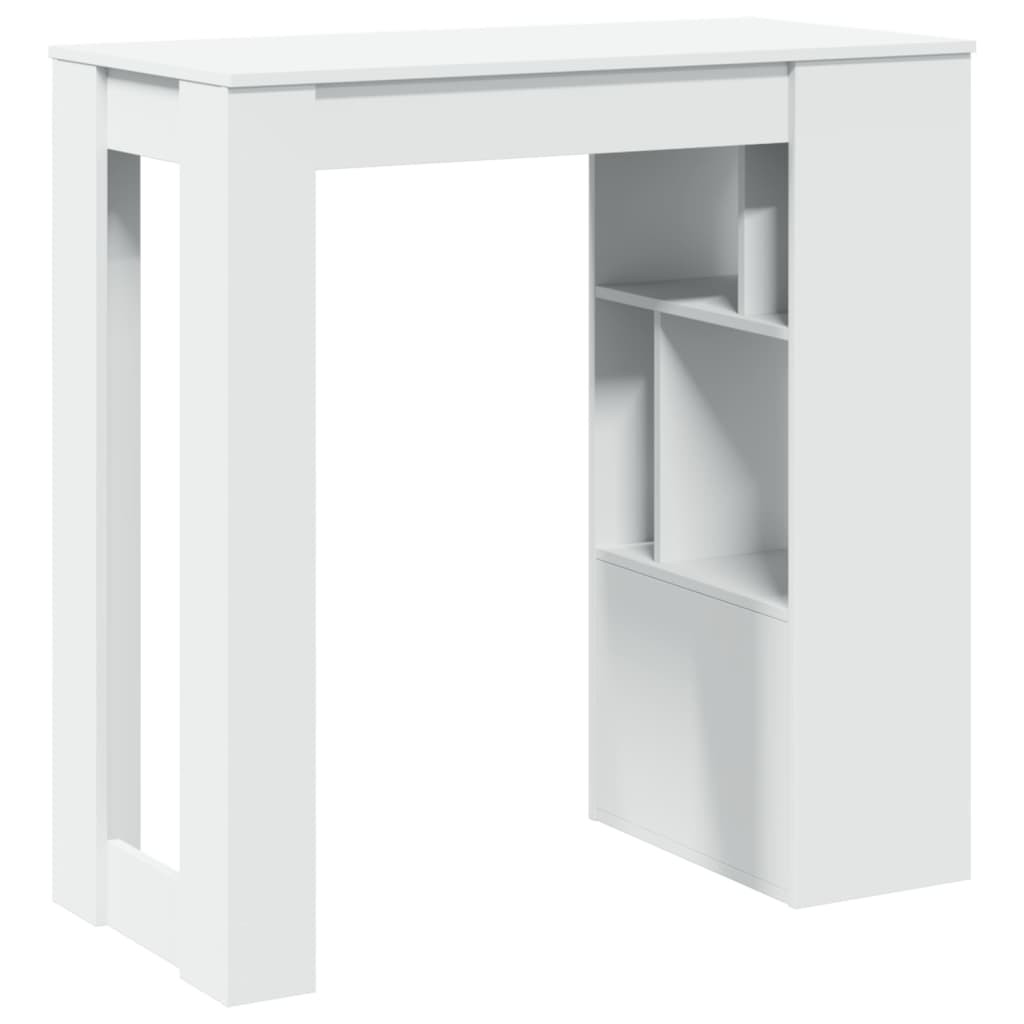fehér szerelt fa tárolórekeszes bárasztal 102 x 50 x 103,5 cm
