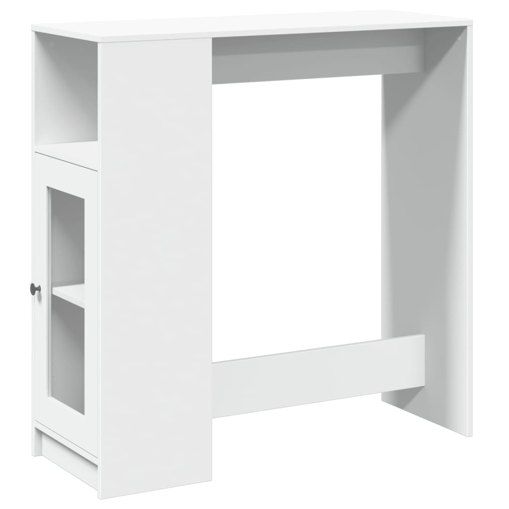 fehér szerelt fa tárolórekeszes bárasztal 101 x 40 x 103,5 cm