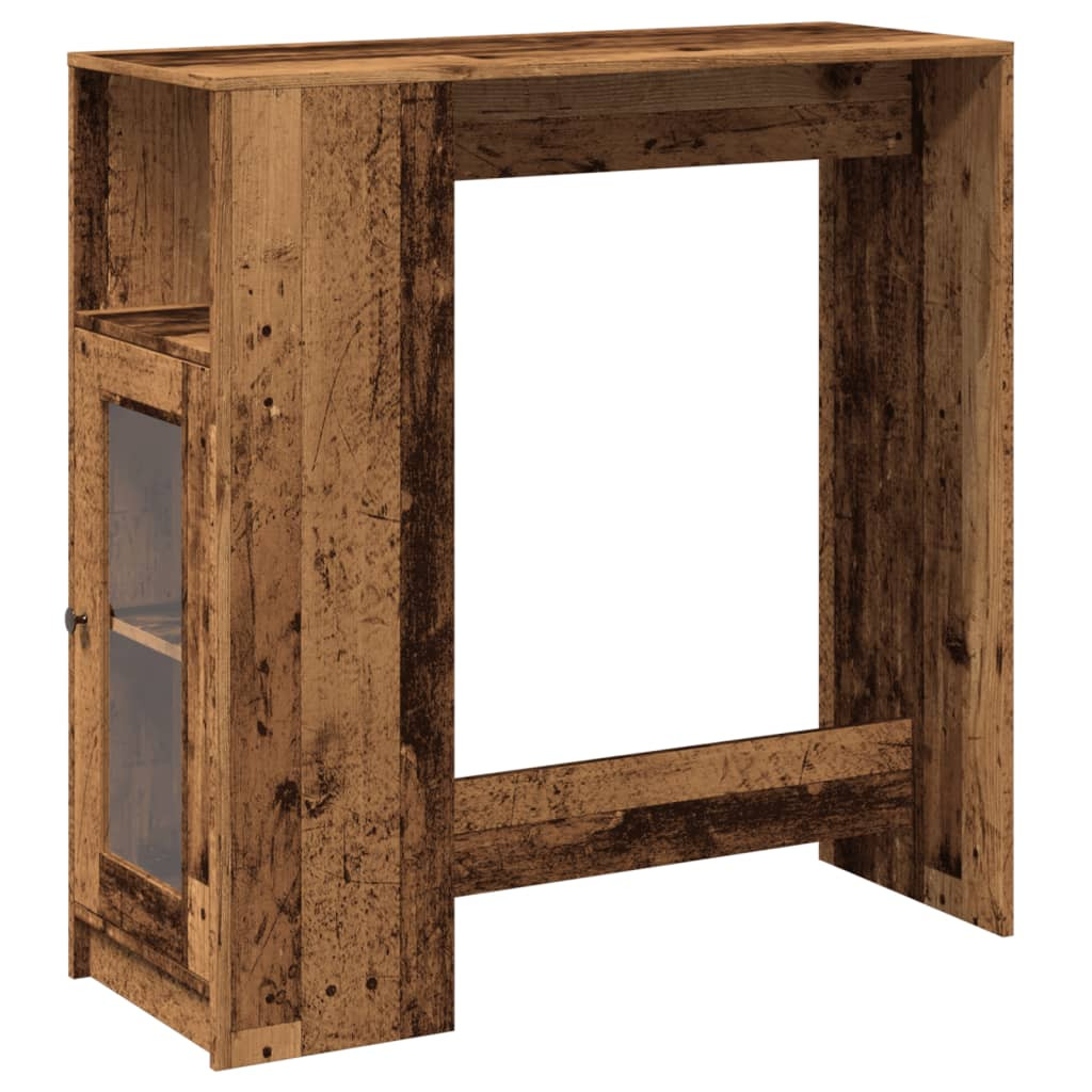 antik fa színű szerelt fa bárasztal tárolókkal 101x40x103,5 cm
