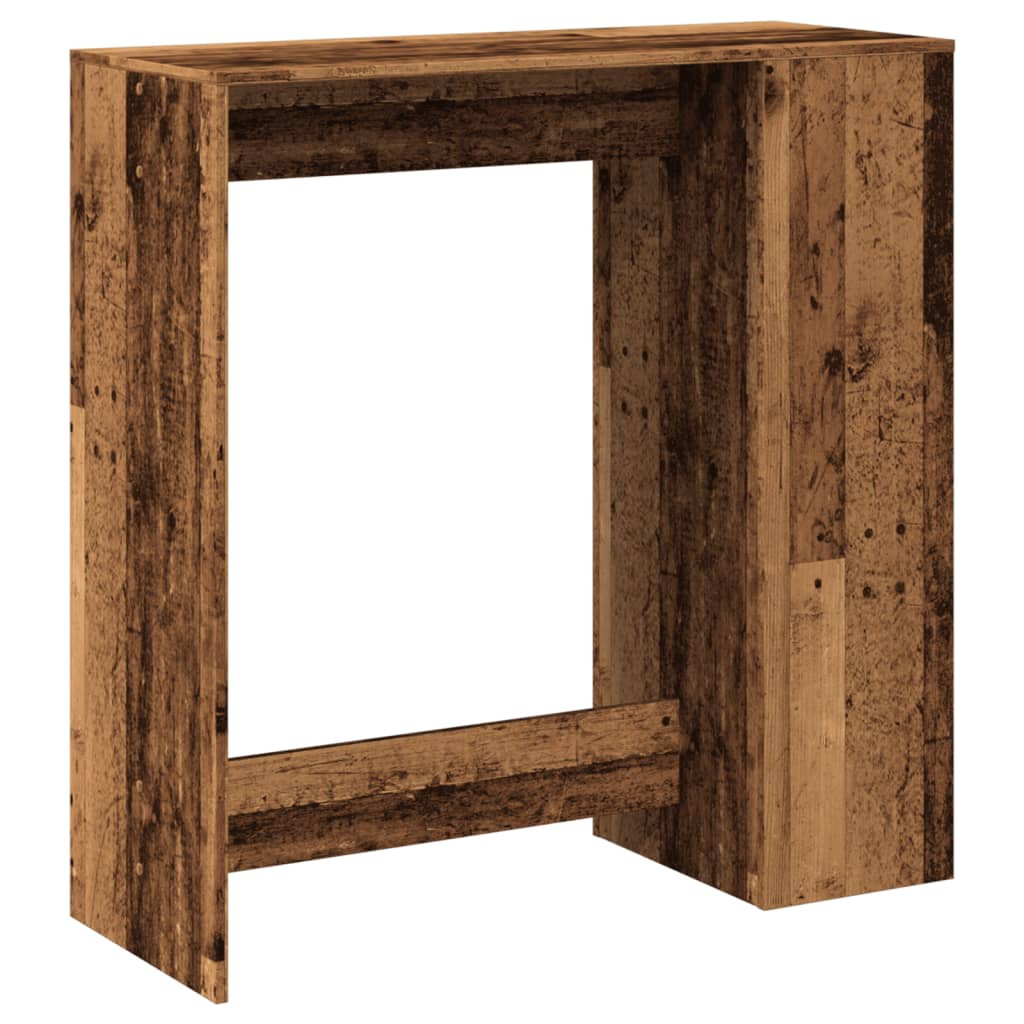 antik fa színű szerelt fa bárasztal tárolókkal 101x40x103,5 cm