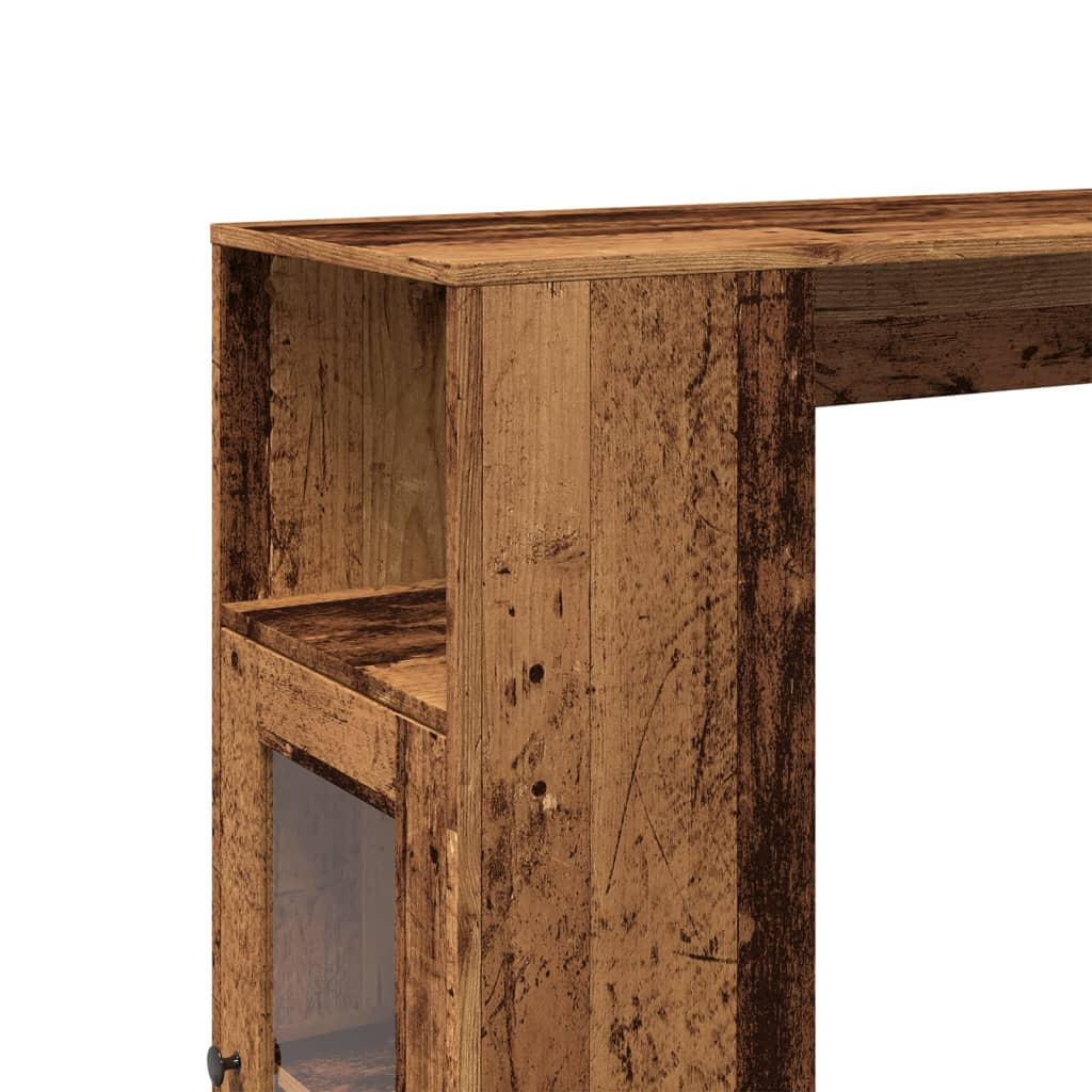 antik fa színű szerelt fa bárasztal tárolókkal 101x40x103,5 cm
