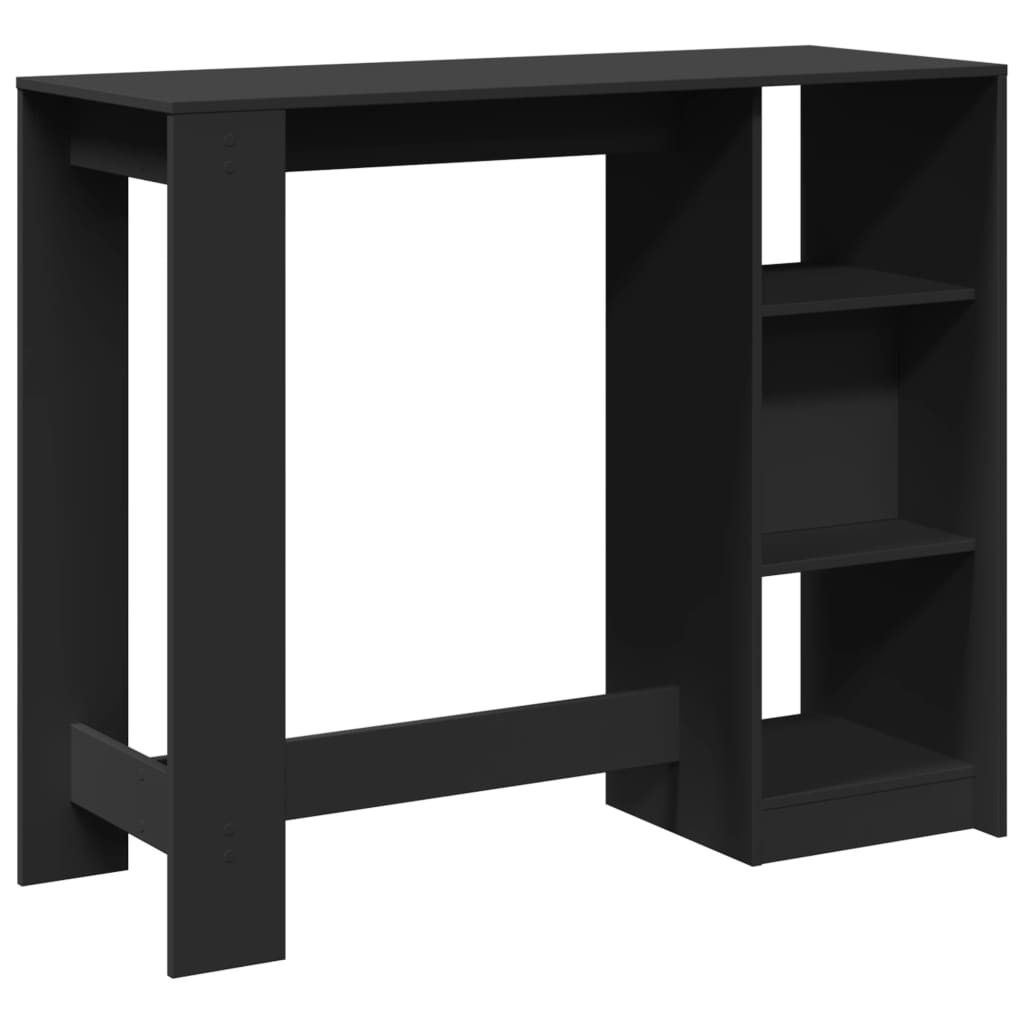 fekete szerelt fa bárasztal polccal 124 x 46 x 103,5 cm