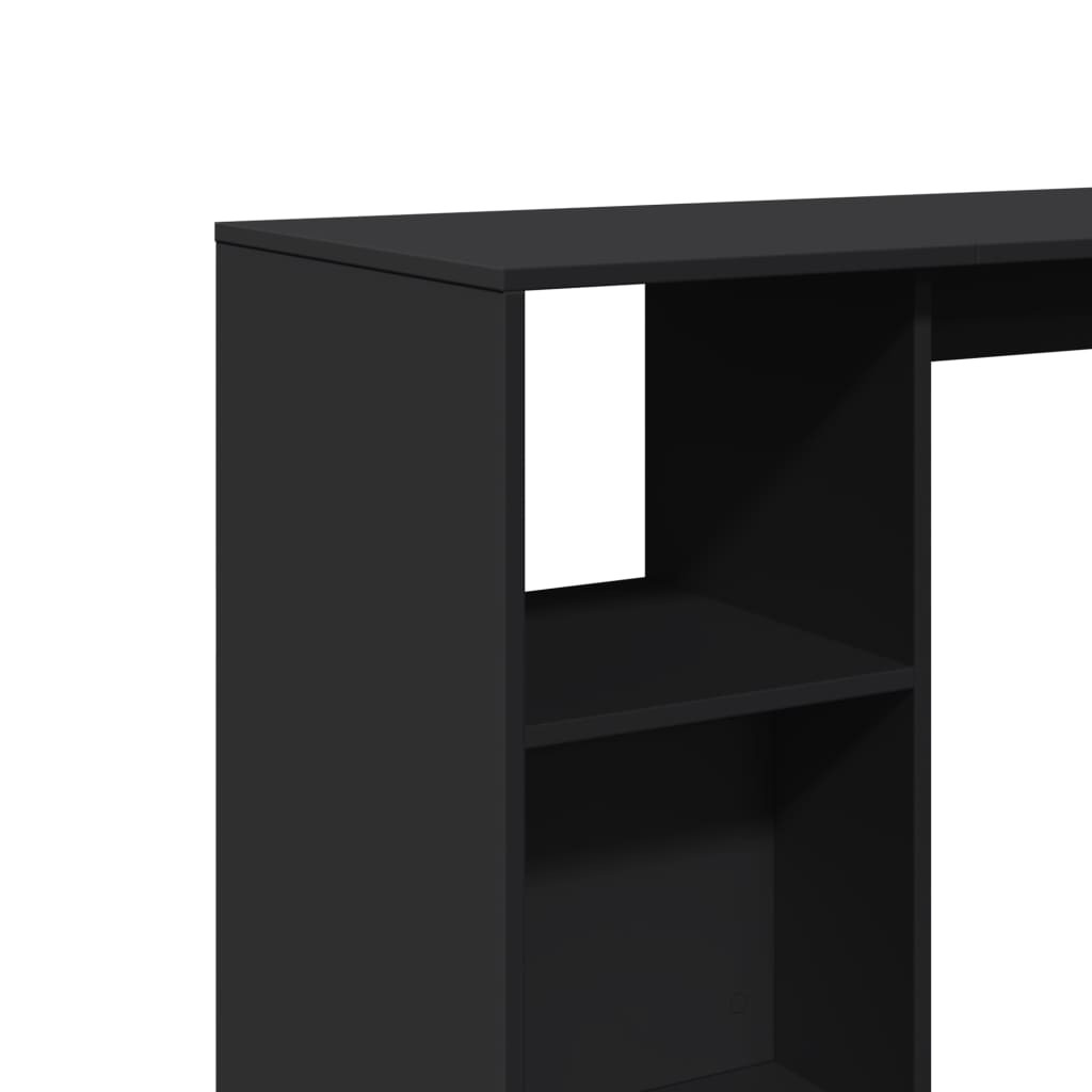 fekete szerelt fa bárasztal polccal 124 x 46 x 103,5 cm