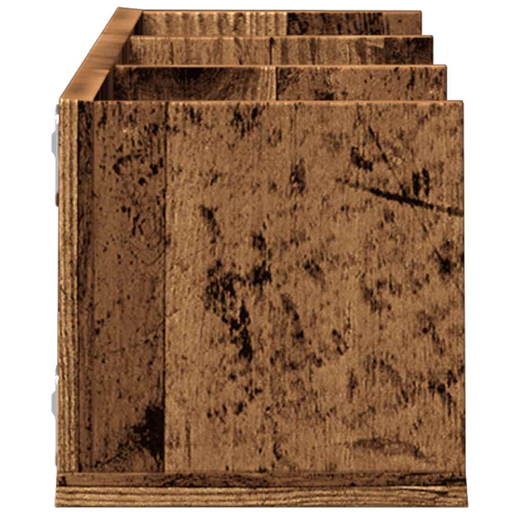 antik fa színű szerelt fa CD-tartó fali polc 75 x 18 x 18 cm