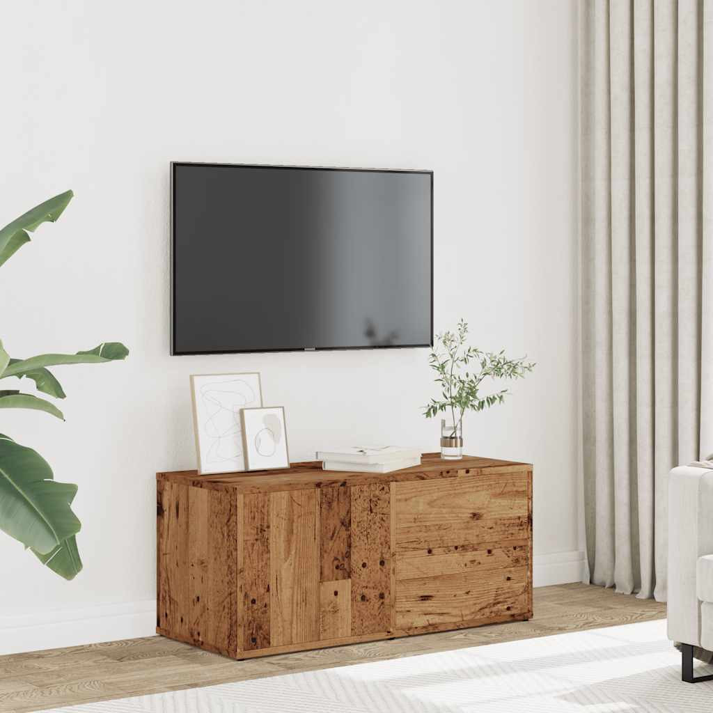antik fa színű szerelt fa TV-szekrény 80x34x35,5 cm