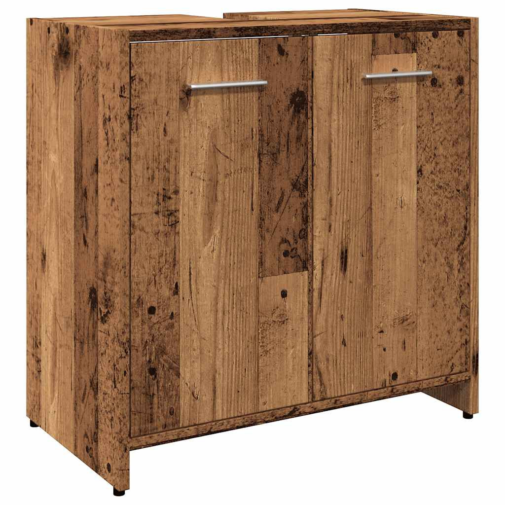 antik fa színű szerelt fa fürdőszobai mosdószekrény 60x33x60 cm