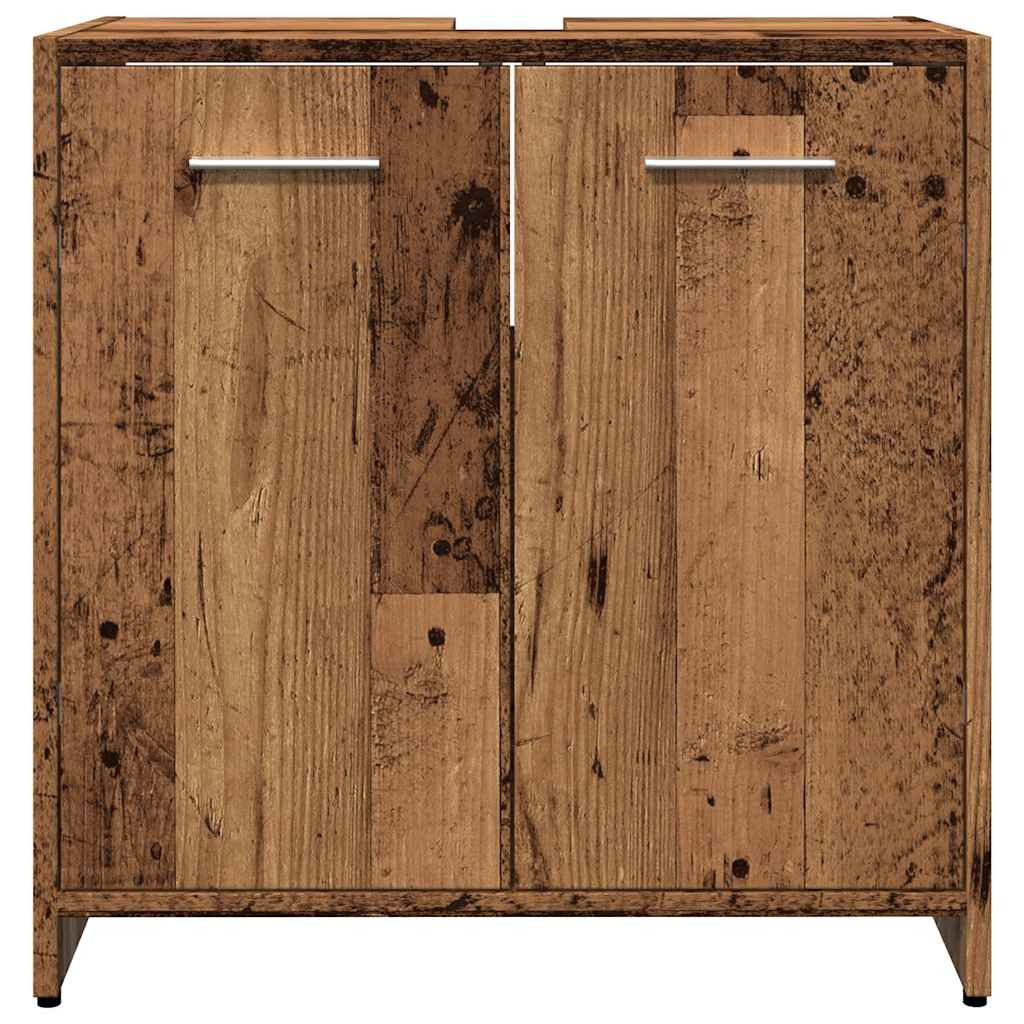 antik fa színű szerelt fa fürdőszobai mosdószekrény 60x33x60 cm