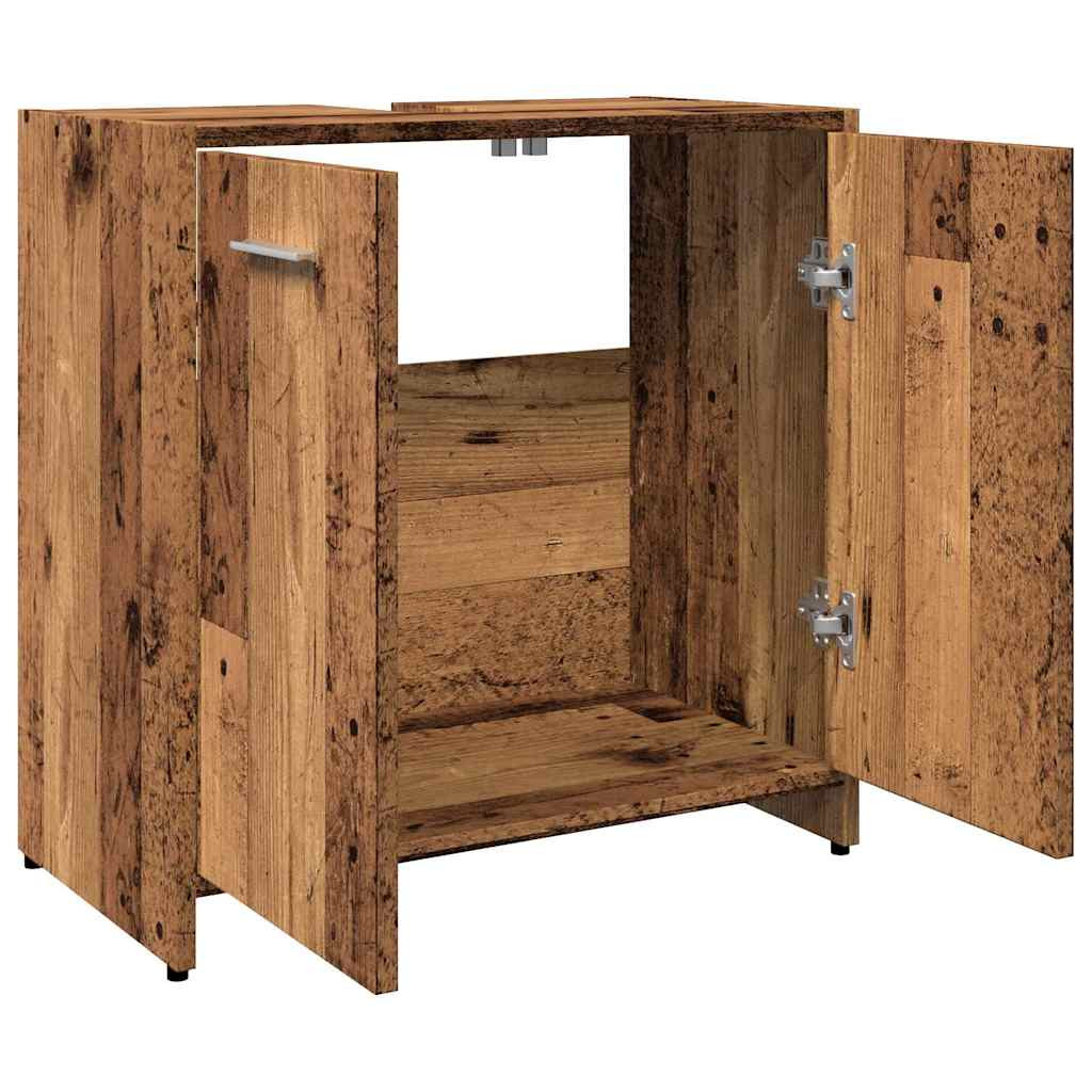 antik fa színű szerelt fa fürdőszobai mosdószekrény 60x33x60 cm