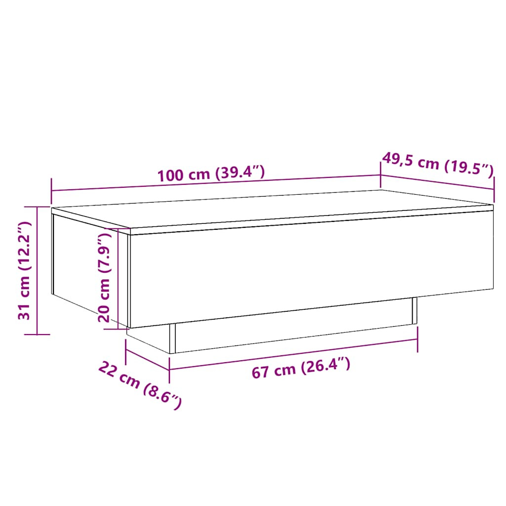 antik fa színű szerelt fa dohányzóasztal 100x49,5x31 cm antik fa színű szerelt fa dohányzóasztal 100x49,5x31 cm