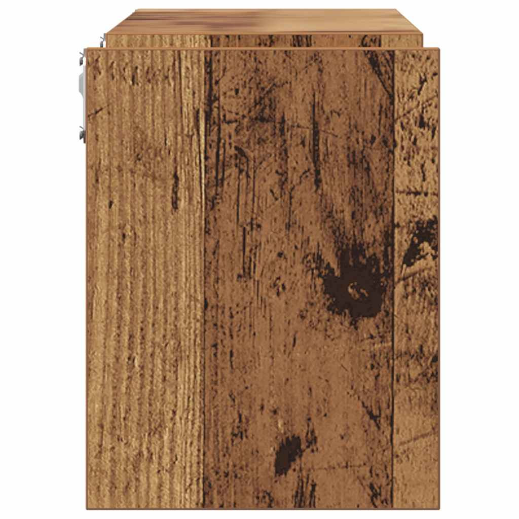 2 db antik fa színű szerelt fa fali polc 100 x 15 x 20 cm