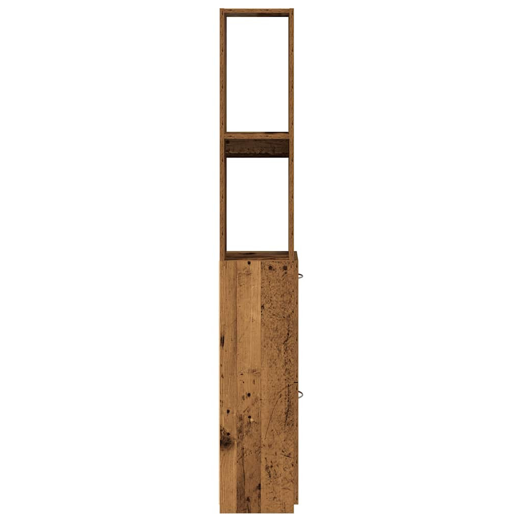 antik fa színű szerelt fa fürdőszobaszekrény 25x25x170 cm