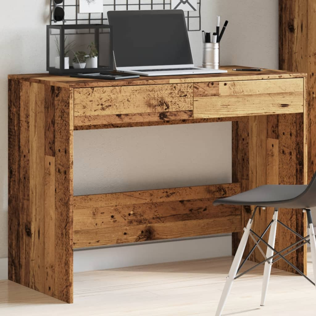 antik fa színű szerelt fa íróasztal 101 x 50 x 76,5 cm