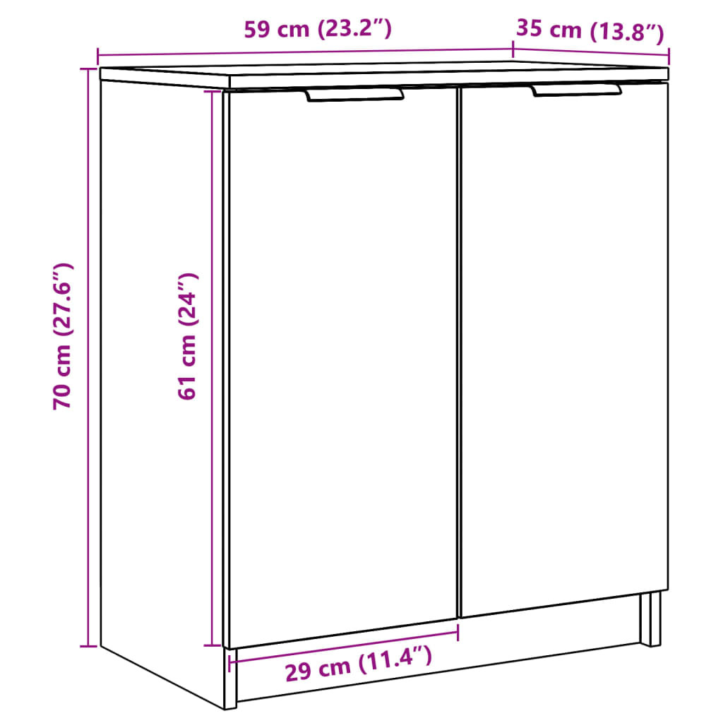 antik fa színű szerelt fa cipőszekrény 59 x 35 x 70 cm