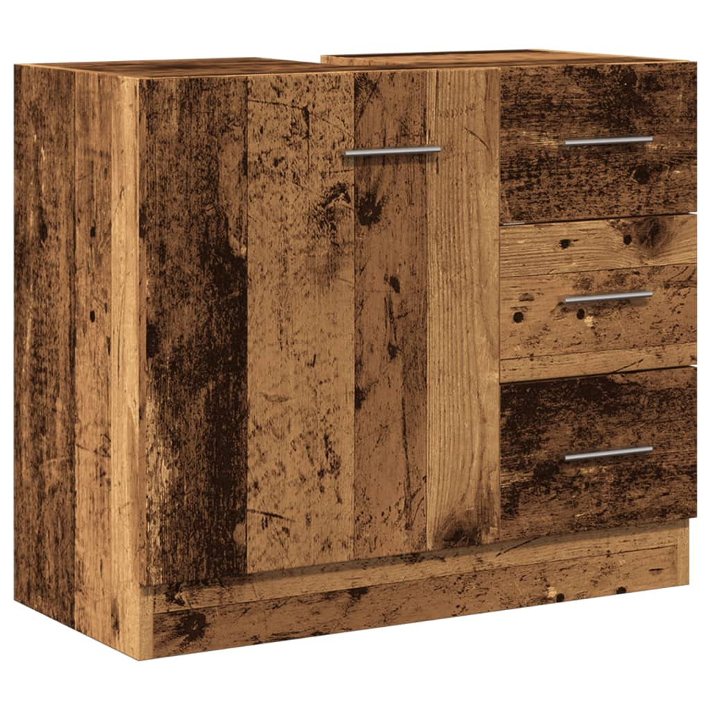 antik fa színű szerelt fa mosdószekrény 63 x 30 x 54 cm