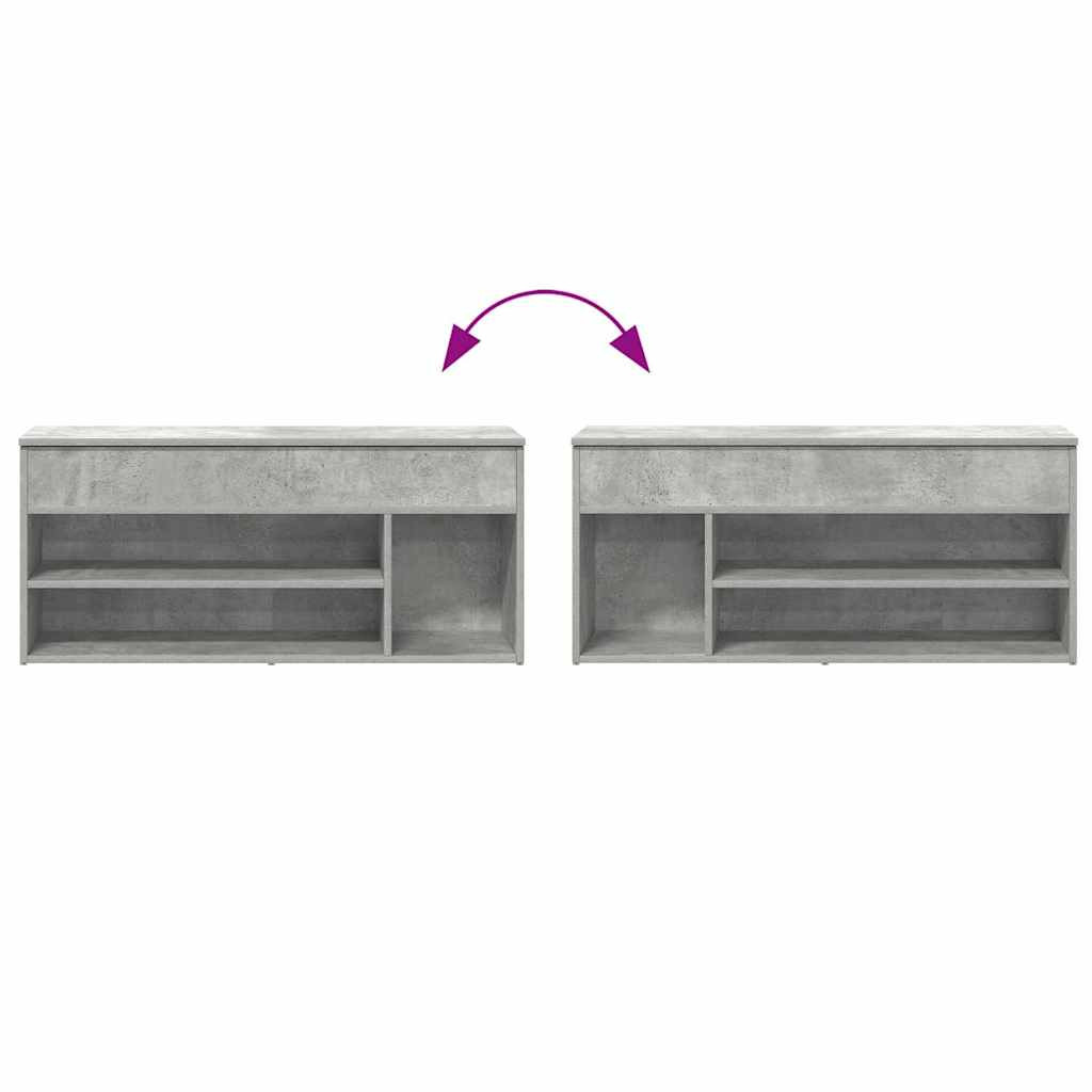 betonszürke szerelt fa cipőpolc 102x30,5x45 cm