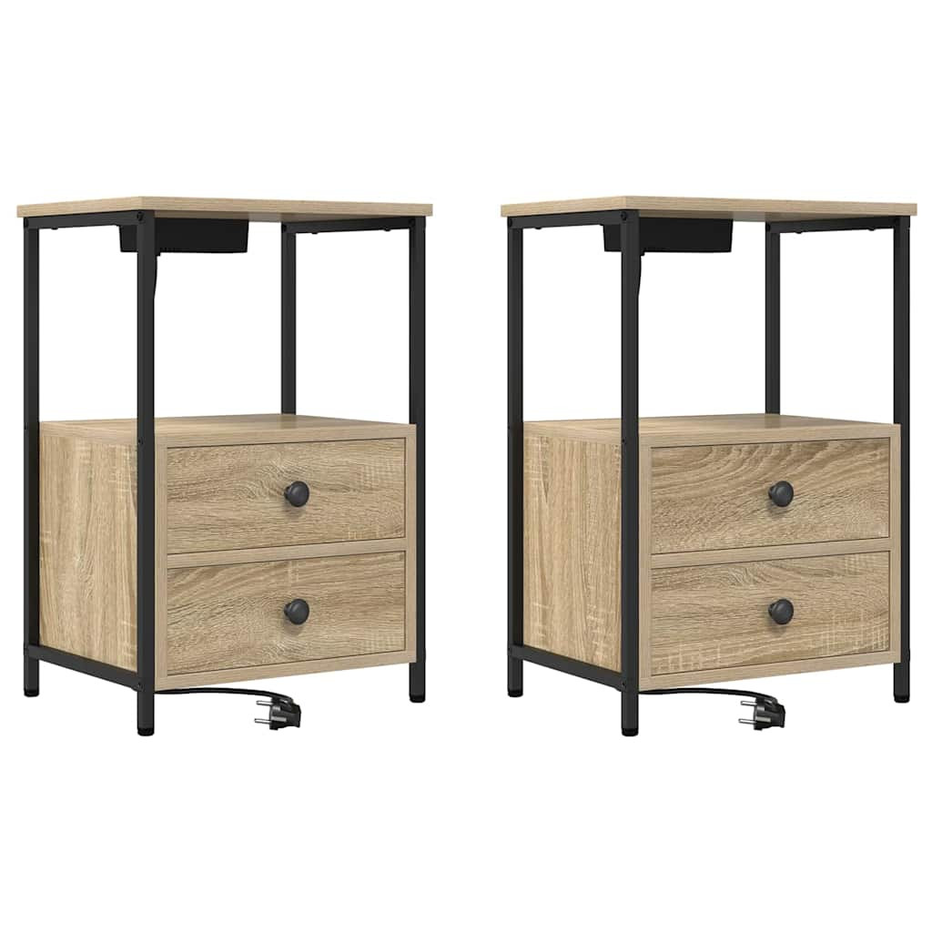 Éjjeliszekrény 2 pcs Sonoma tölgy 40 x 31 x 60 cm Faanyag
