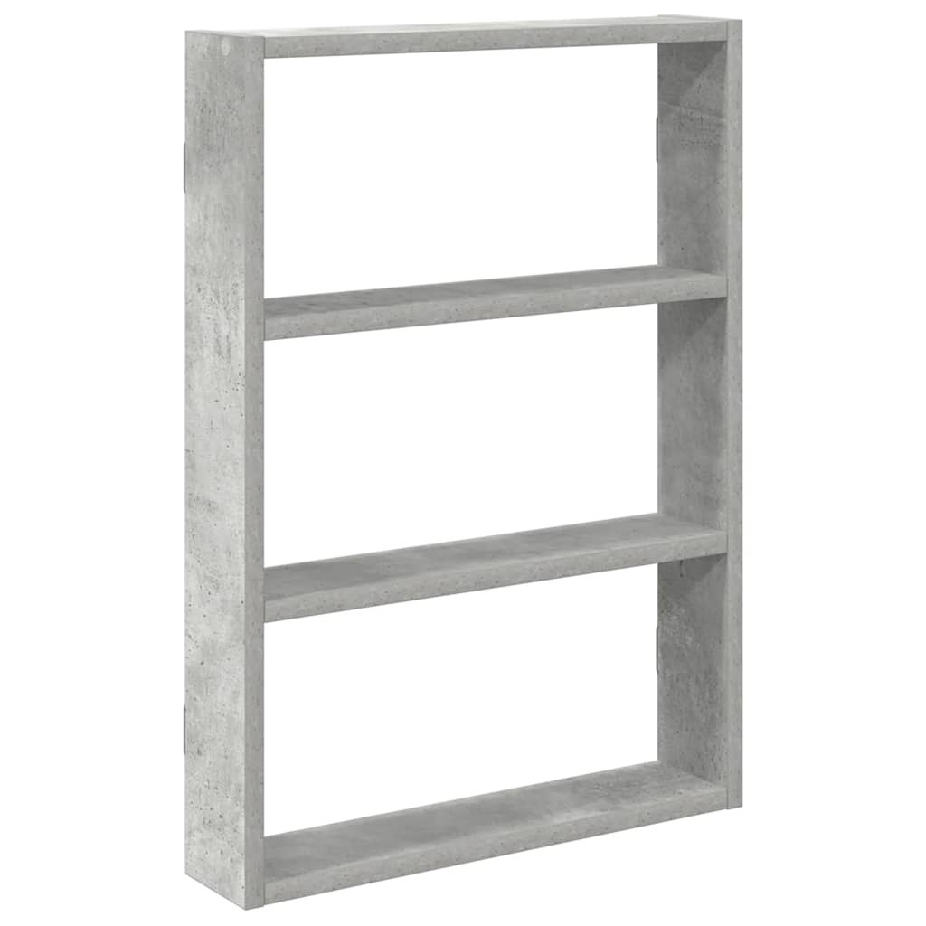 betonszürke szerelt fa fali polc 43 x 9 x 60 cm