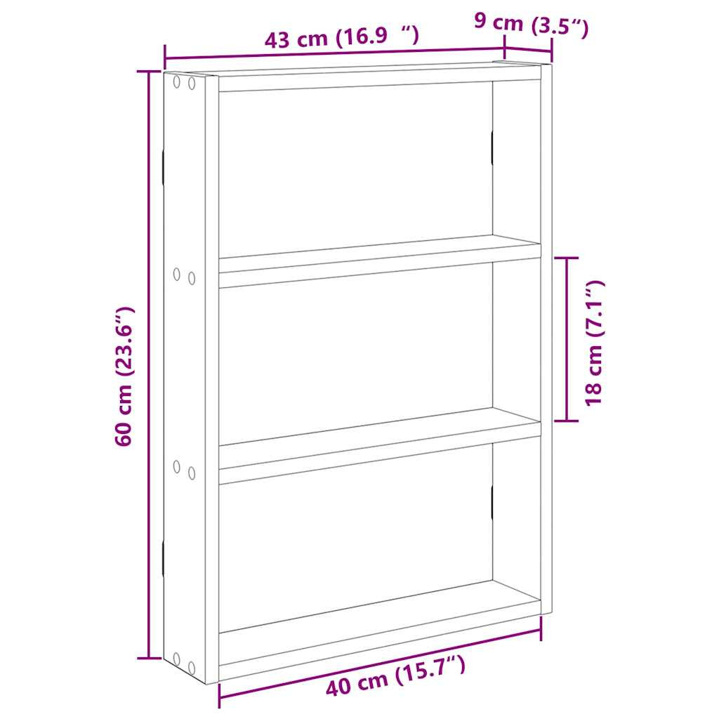 antik fa színű szerelt fa fali polc 43 x 9 x 60 cm