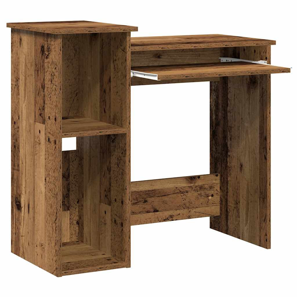 antik fa színű szerelt fa íróasztal polcokkal 84x40x78 cm