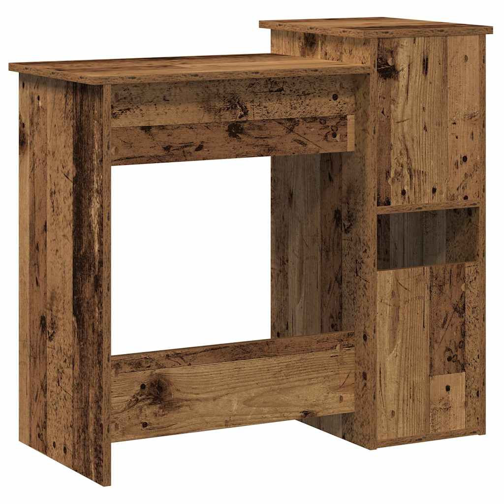 antik fa színű szerelt fa íróasztal polcokkal 84x40x78 cm