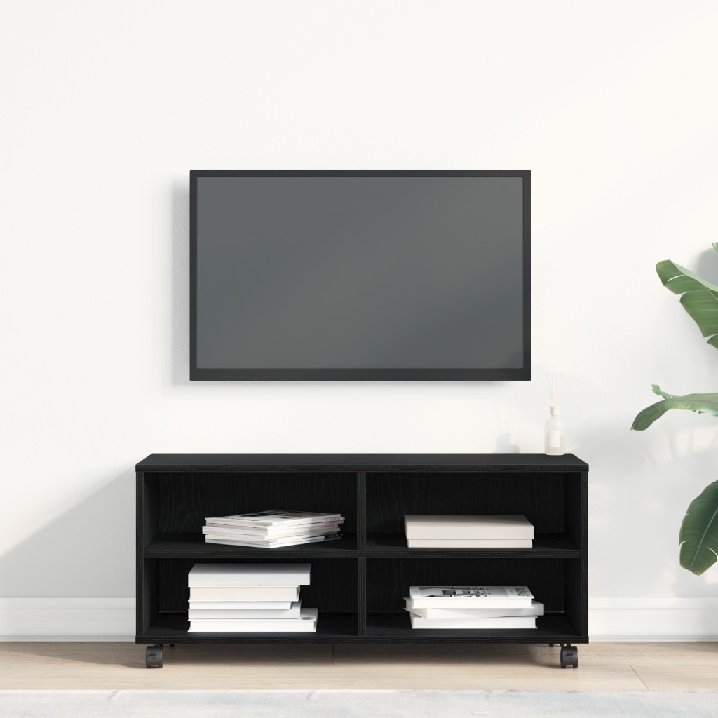 TV Szekrény Fekete 90x35x35 cm Mérnöki Fa