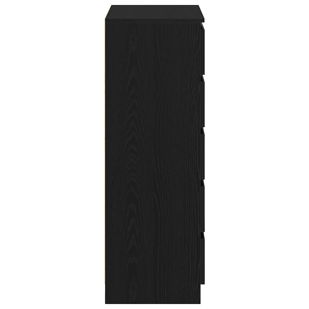 fekete tölgy szerelt fa fiókos szekrény 60 x 36 x 103 cm