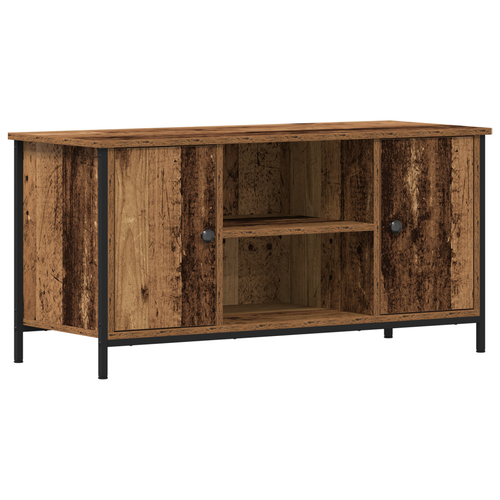 TV Szekrény Régi Fa 100x40x50 cm Műanyag Fa és Acél
