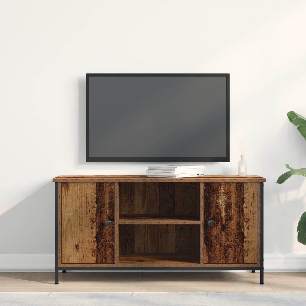 TV Szekrény Régi Fa 100x40x50 cm Műanyag Fa és Acél