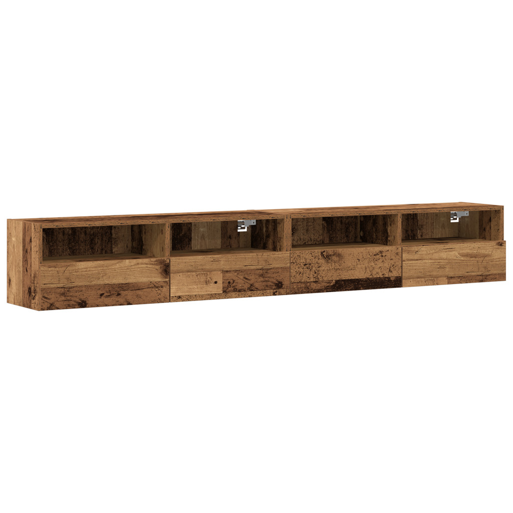 TV Fali Szekrények 2 db Régi Fa 100x30x30 cm Mérnöki Fa