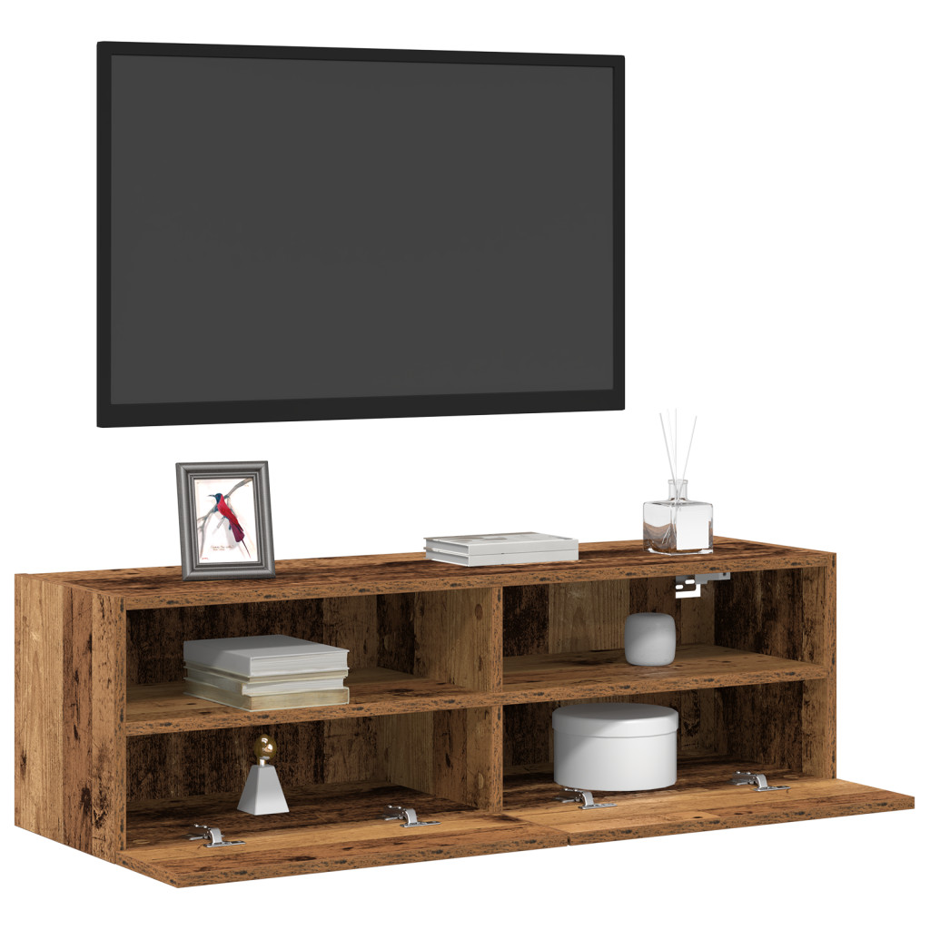 TV Fali Szekrények 2 db Régi Fa 100x30x30 cm Mérnöki Fa