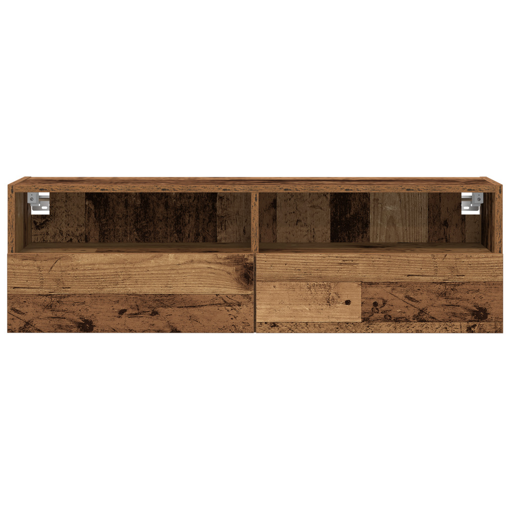 TV Fali Szekrények 2 db Régi Fa 100x30x30 cm Mérnöki Fa
