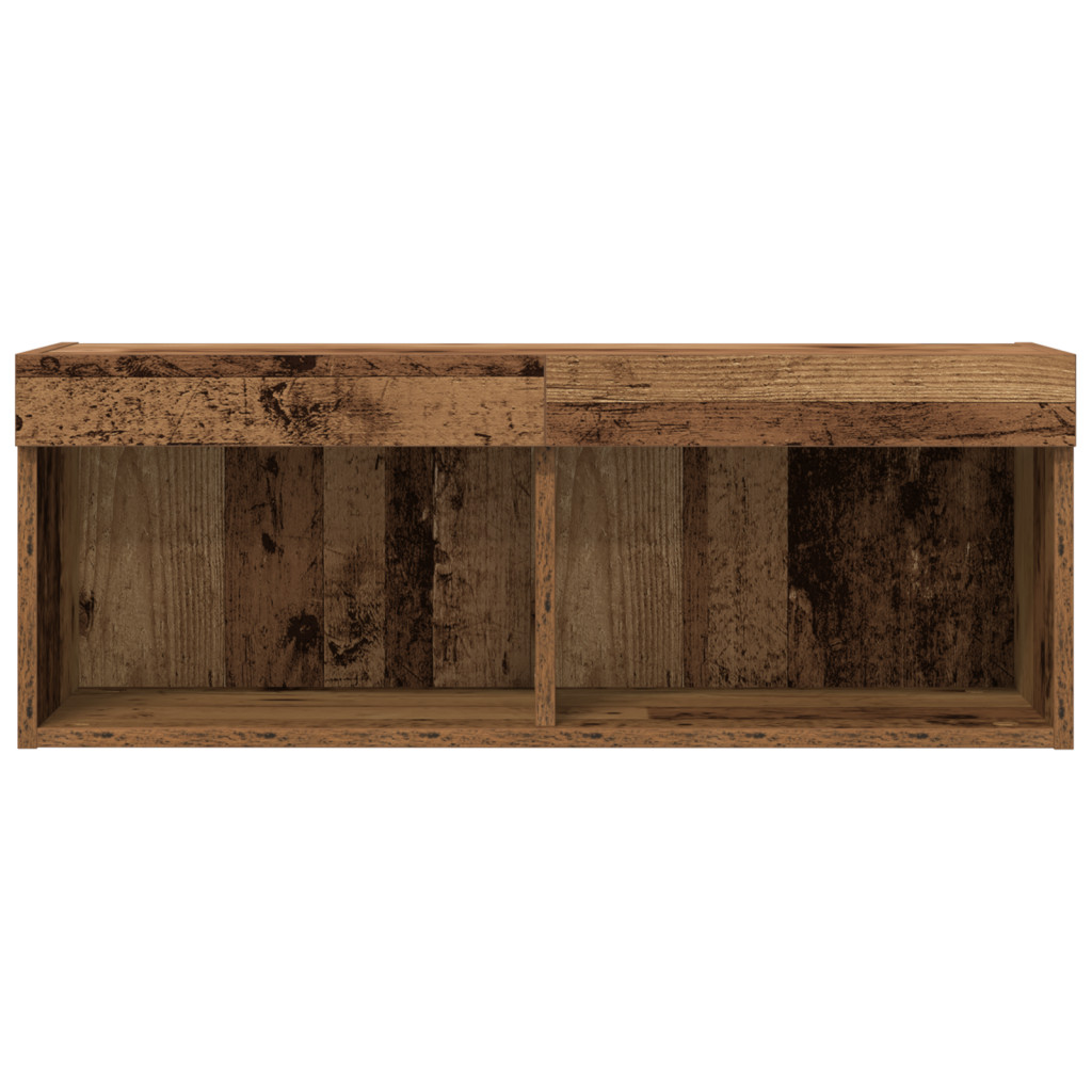 TV Fali Szekrény LED Világítással 2 db Régi Fa 80x30x30 cm